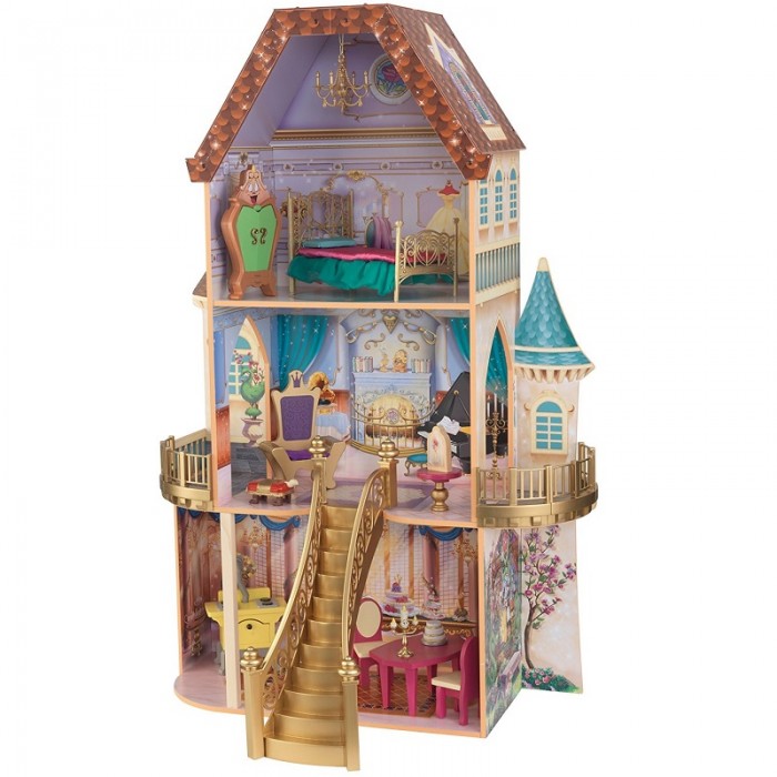 Casuta fermecata Printesa Belle Disney Princess - Casuta de papusi din lemn Belle Enchanted Dollhouse Kidkraft